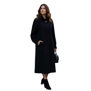 F.S.L. Petite Collection Black Draped Collar Coat 6P Made in Belarus